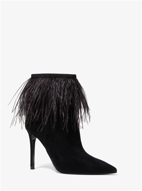 Meena Feather Embellished Suede Ankle Boot 